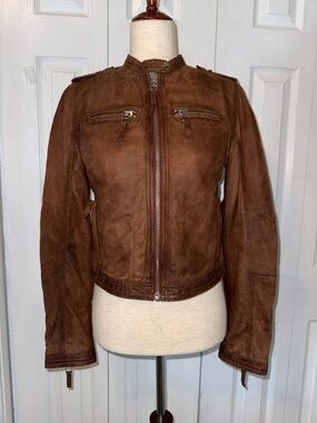 Black Rivet Brown Suede Jacket Sz XS